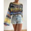 image:imageGORGLITTER Womens Crochet Top Colorblock Hollow Out Beachwear Drop Shoulder Knit Cover Up TopMulticolor