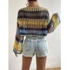 image:imageGORGLITTER Womens Crochet Top Colorblock Hollow Out Beachwear Drop Shoulder Knit Cover Up TopMulticolor