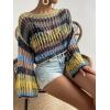 image:imageGORGLITTER Womens Crochet Top Colorblock Hollow Out Beachwear Drop Shoulder Knit Cover Up TopMulticolor