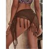 image:imageGORGLITTER Womens Fringe Crochet Cover Up See Thru Tie Side Bathing Suit Coverups Cruise WearChocolate Brown