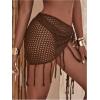 image:imageGORGLITTER Womens Fringe Crochet Cover Up See Thru Tie Side Bathing Suit Coverups Cruise WearChocolate Brown