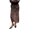 image:imageGORGLITTER Womens Mesh Maxi Skirt Back Slit High Waist Elegant Long Skirts Business Casual OutfitsChocolate Brown