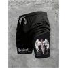 image:imageGORGLITTER Mens Graphic 2 in 1 Shorts Casual Gym Quick Dry Mesh Athletic Running Basketball Shorts with LinerBlack Graphic