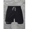 image:imageGORGLITTER Mens Graphic 2 in 1 Shorts Casual Gym Quick Dry Mesh Athletic Running Basketball Shorts with LinerBlack Graphic