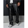 image:imageGORGLITTER Mens Leather Pants Y2K PU Straight Leg Baggy Pants Disco Pants TrousersBlack