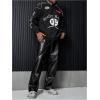 image:imageGORGLITTER Mens Leather Pants Y2K PU Straight Leg Baggy Pants Disco Pants TrousersBlack
