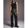 image:imageGORGLITTER Mens Leather Pants Y2K PU Straight Leg Baggy Pants Disco Pants TrousersBlack Dark
