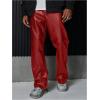 image:imageGORGLITTER Mens Leather Pants Y2K PU Straight Leg Baggy Pants Disco Pants TrousersRed