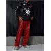 image:imageGORGLITTER Mens Leather Pants Y2K PU Straight Leg Baggy Pants Disco Pants TrousersRed
