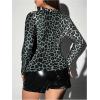 image:imageGORGLITTER Womens Cheetah Print Top Leopard Long Sleeve Y2k T Shirts Lace Up Chain Going Out TopsGreen