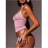 image:imageGORGLITTER Womens Gingham Tankini Swimsuits Cute Bikini Set High Cut Thong Smocked Halter Top Cheeky 2026 Bathing SuitPink