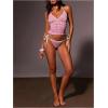 image:imageGORGLITTER Womens Gingham Tankini Swimsuits Cute Bikini Set High Cut Thong Smocked Halter Top Cheeky 2026 Bathing SuitPink