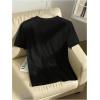 image:imageGORGLITTER Womens Pearl Beaded Top Dressy Short Sleeve T Shirts Crew Neck Summer Causal Tee Tops TrendyBlack