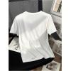 image:imageGORGLITTER Womens Pearl Beaded Top Dressy Short Sleeve T Shirts Crew Neck Summer Causal Tee Tops TrendyWhite