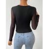 image:imageGORGLITTER Womens Sheer Mesh Long Sleeve Top See Throuogh Ruched Criss Cross Tees Shirts Going Out TopsBlack