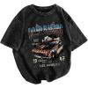 image:imageGORGLITTER Womens Y2K Graphic Oversized Tee Washed Short Sleeve Crewneck Streetwear Casual Summer T ShirtsBlack
