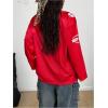 image:imageGORGLITTER Womens Y2k Oversized Shirts Letter Graphic Jersey V Neck Mesh Streetwear Going Out Tee TopsRed