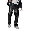 image:imageGORGLITTER Mens Leather Pants Y2K PU Straight Leg Baggy Pants Disco Pants TrousersBlack
