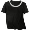 image:imageGORGLITTER Womens Pearl Beaded Top Dressy Short Sleeve T Shirts Crew Neck Summer Causal Tee Tops TrendyBlack