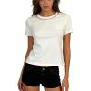 image:imageGORGLITTER Womens Pearl Beaded Top Dressy Short Sleeve T Shirts Crew Neck Summer Causal Tee Tops TrendyWhite