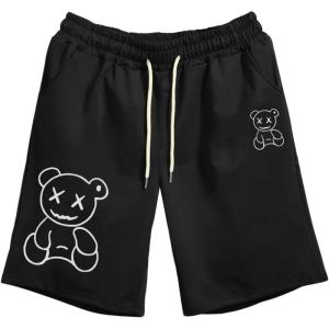 image:imageGORGLITTER Mens Bear Graphic Drawstring Waist Active Track Drippy ShortsBlack Graphic