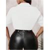 image:imageGORGLITTER Womens Cropped Button Up Shirt Flap Pocket Short Sleeve Oversized Collar Top BlousesWhite