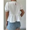 image:imageGORGLITTER Womens Cute Peplum Tops Summer Babydoll Top Bow Puff Short Sleeve Ruffle Blouses Vacation Going Out OutfitsWhite