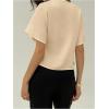 image:imageGORGLITTER Womens Dolman Short Sleeve Button Up Shirt Blouses Dressy Casual V Neck Office Business Casual Work TopsApricot