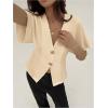 image:imageGORGLITTER Womens Dolman Short Sleeve Button Up Shirt Blouses Dressy Casual V Neck Office Business Casual Work TopsApricot