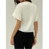image:imageGORGLITTER Womens Dolman Short Sleeve Button Up Shirt Blouses Dressy Casual V Neck Office Business Casual Work TopsWhite