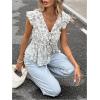 image:imageGORGLITTER Womens Floral Babydoll Top Flowy Summer Cute Bow Tie Front Ruffle Sleeve Going Out Peplum BlousesWhite
