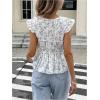 image:imageGORGLITTER Womens Floral Babydoll Top Flowy Summer Cute Bow Tie Front Ruffle Sleeve Going Out Peplum BlousesWhite
