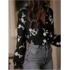 image:imageGORGLITTER Womens Floral Embroidered Boho Top Sheer Peasant Blouses Bishop Long Sleeve Button Down Shirts Dressy CasualBlack