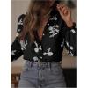 image:imageGORGLITTER Womens Floral Embroidered Boho Top Sheer Peasant Blouses Bishop Long Sleeve Button Down Shirts Dressy CasualBlack