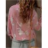 image:imageGORGLITTER Womens Floral Embroidered Boho Top Sheer Peasant Blouses Bishop Long Sleeve Button Down Shirts Dressy CasualPink