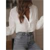 image:imageGORGLITTER Womens Floral Embroidered Boho Top Sheer Peasant Blouses Bishop Long Sleeve Button Down Shirts Dressy CasualWhite