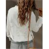 image:imageGORGLITTER Womens Floral Embroidered Boho Top Sheer Peasant Blouses Bishop Long Sleeve Button Down Shirts Dressy CasualWhite