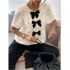 image:imageGORGLITTER Womens Floral Peplum Tops Bow Sheer Short Sleeve Ruffle Blouses Cute Babydoll Tops Summer Going Out OutfitsApricot
