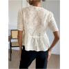 image:imageGORGLITTER Womens Floral Peplum Tops Bow Sheer Short Sleeve Ruffle Blouses Cute Babydoll Tops Summer Going Out OutfitsApricot