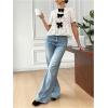 image:imageGORGLITTER Womens Floral Peplum Tops Bow Sheer Short Sleeve Ruffle Blouses Cute Babydoll Tops Summer Going Out OutfitsBeige