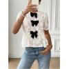image:imageGORGLITTER Womens Floral Peplum Tops Bow Sheer Short Sleeve Ruffle Blouses Cute Babydoll Tops Summer Going Out OutfitsBeige