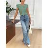 image:imageGORGLITTER Womens Flower Button Up Vintage Eyelet Blouse Dressy Casual Sleeveless Boho Cute Embroidered Western TopsGreen
