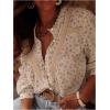 image:imageGORGLITTER Womens Lace Floral Print Blouse Tops Patchwork Crochet Button Up Shirts Boho Crew Neck Long Sleeve Going Out TopApricot