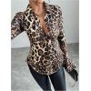 image:imageGORGLITTER Womens Leopard Cheetah Print Top Button Up Long Sleeve Sheer Chiffon Blouse ShirtBrown Animal Print