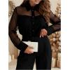 image:imageGORGLITTER Womens Mesh Button Down Blouse Shirt Tops Dressy Business Casual Long Sleeve See Through Going Out TopsBlack