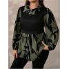 image:imageGORGLITTER Womens Plus Size Tops Peplum Baby Doll Shirts Long Sleeve Collar Dressy Casual Button Down Fall Tops BlouseArmy Green