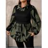 image:imageGORGLITTER Womens Plus Size Tops Peplum Baby Doll Shirts Long Sleeve Collar Dressy Casual Button Down Fall Tops BlouseArmy Green