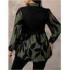 image:imageGORGLITTER Womens Plus Size Tops Peplum Baby Doll Shirts Long Sleeve Collar Dressy Casual Button Down Fall Tops BlouseArmy Green