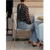 image:imageGORGLITTER Womens Polka Dots Sheer Tops Mesh Flowy Long Sleeve Blouses Vintage Tie Neck Chiffon Shirts Vacation OutfitsBlack