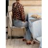 image:imageGORGLITTER Womens Polka Dots Sheer Tops Mesh Flowy Long Sleeve Blouses Vintage Tie Neck Chiffon Shirts Vacation OutfitsCoffee Brown